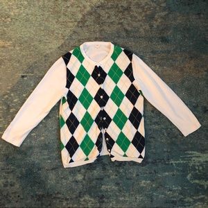 J. Crew Argyle Sweater Cardigan M